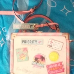 Pink  chained bag w/patches